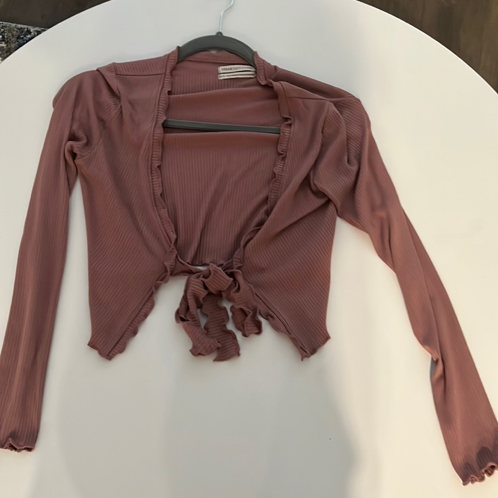 long sleeve women's tie front blouse
